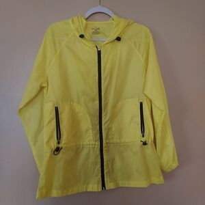 Exertek Large Yellow Front Zip Pockets Adj Waist Toggles Full Zip Jacket